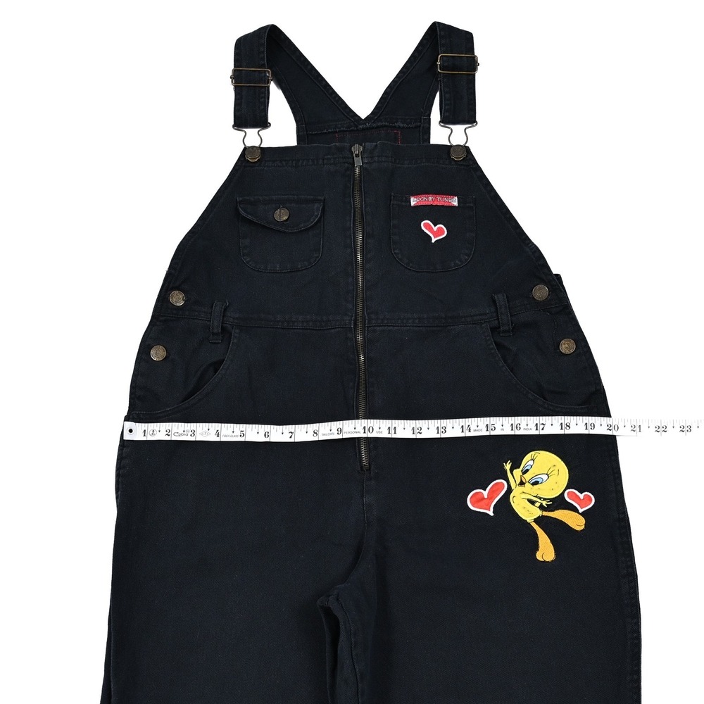 Vintage Looney Tunes Tweety Bird Overalls Womens 16 Dark Navy Embroidered 90s - Picture 5 of 11